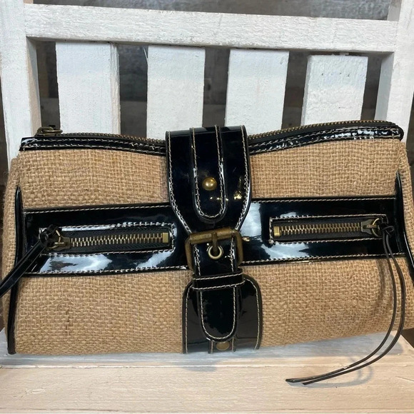 ABS by Allen Schwartz Patent Leather/Jute Clutch • Never Used - Picture 2 of 5